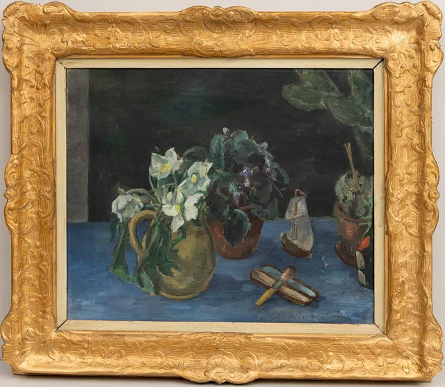 REINHOLD VON ROSEN. Stilleben med blomkrukor, olja på duk, signerad och daterad 1935.