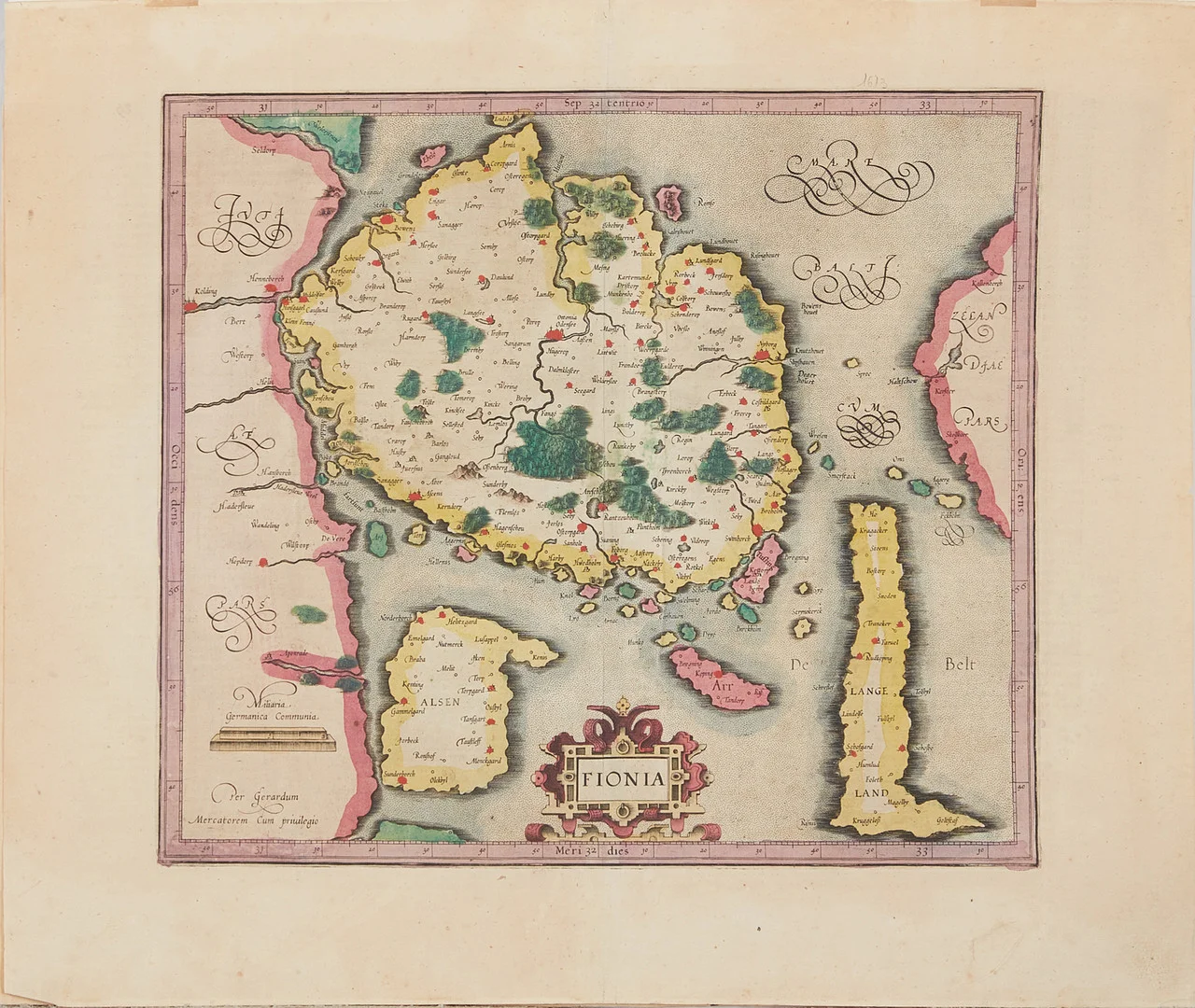 KARTOR DANMARK, Mercator Jylland och Fyn, 2 st. — Maps — Stockholms Auktionsverk Magasin 5