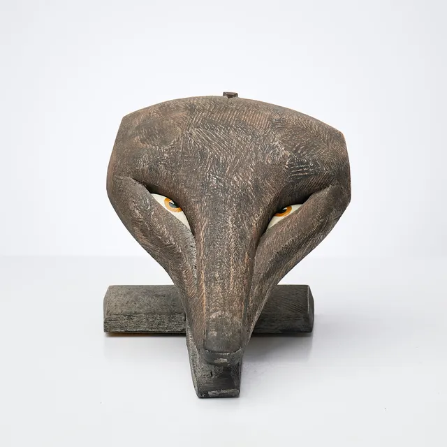 LENNY CLARHÄLL. Skulptur "ULF", skuren i trä, bemålad, signerad och daterad 2003.
