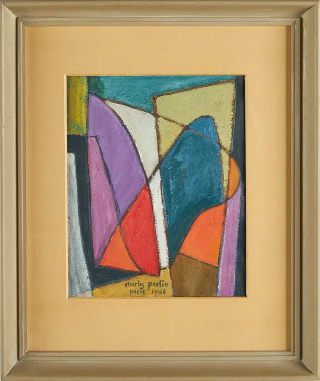 CHARLES PORTIN (1889-1980). Komposition, signerad och daterad Charles Portin Paris 1948, akvarell.