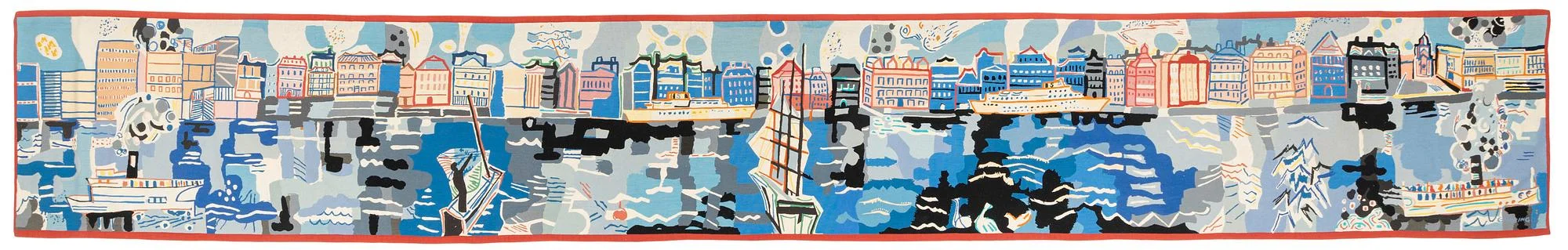 Lars Gynning, vävd tapet, gobelängteknik, ca 690 x 103 cm, signerad GYNNING Portalegre, Portugal. — Bukowskis