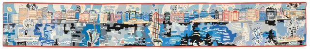Lars Gynning, vävd tapet, gobelängteknik, ca 690 x 103 cm, signerad GYNNING Portalegre, Portugal.
