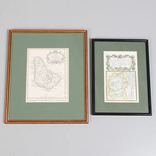 JOHN OWEN AND EMANUEL BOWEN. The Road from London to Weymouth com Dorset, c. 1720, and one other map (2).