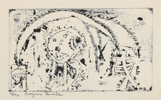 Untitled, c. 1949/50. Signed Mogens Balle, 10/12; signed in the print MB. Lithograph. 22×35 cm.