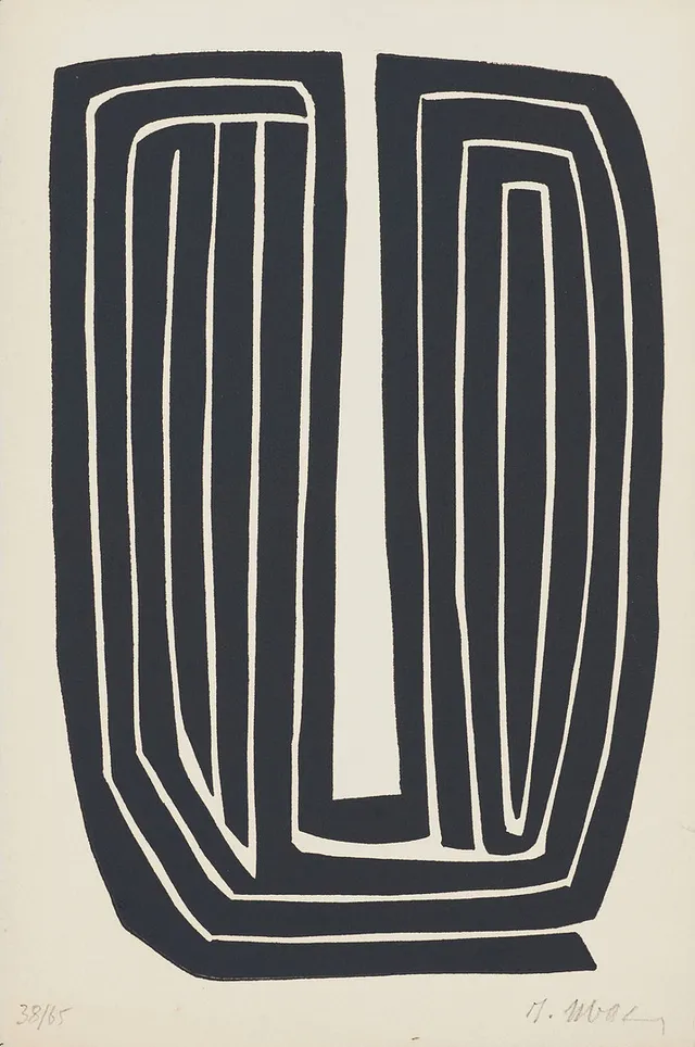RAOUL UBAC (Frankrike, 1910-1985), Espace poétique et langage plastique", 1977, signerad och numrerad 38/65, litografi.