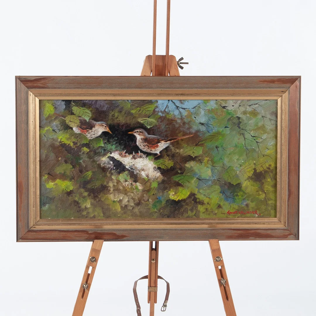 KNUT VALINDER. Olja på duk, Fågelmotiv. — Paintings — Laholms Auktionskammare