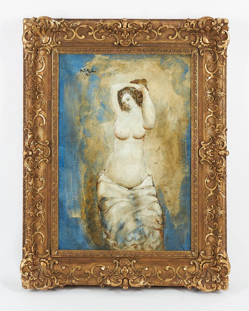 UNTO KOISTINEN. Skönheten mot blå bakgrund, signerad samt daterad 1982, olja på pannå. — Paintings — Stockholms Auktionsverk Helsinki