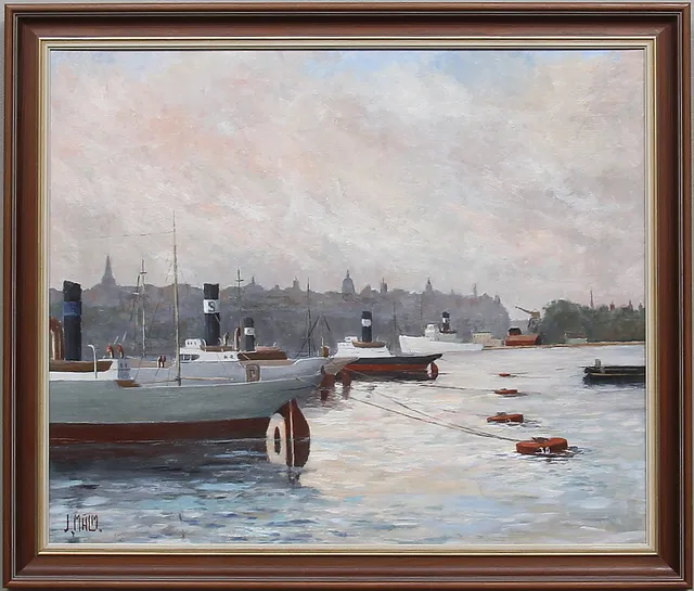 JOHN MALM. Olja på pannå, signerad.