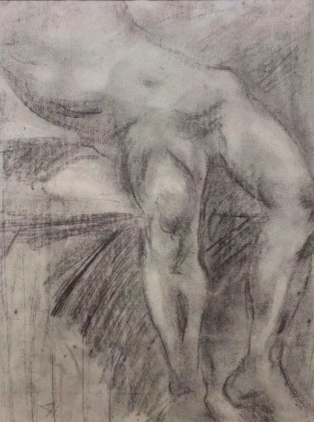 FRANCESC GIMENO. DESNUDO FEMENINO ACADEMICO. LAPIZ SOBRE PAPEL.