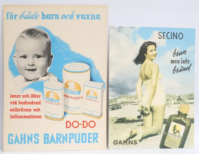 REKLAMSKYLTAR, 2st, Gahns, omkring 1900-talets mitt, papp.