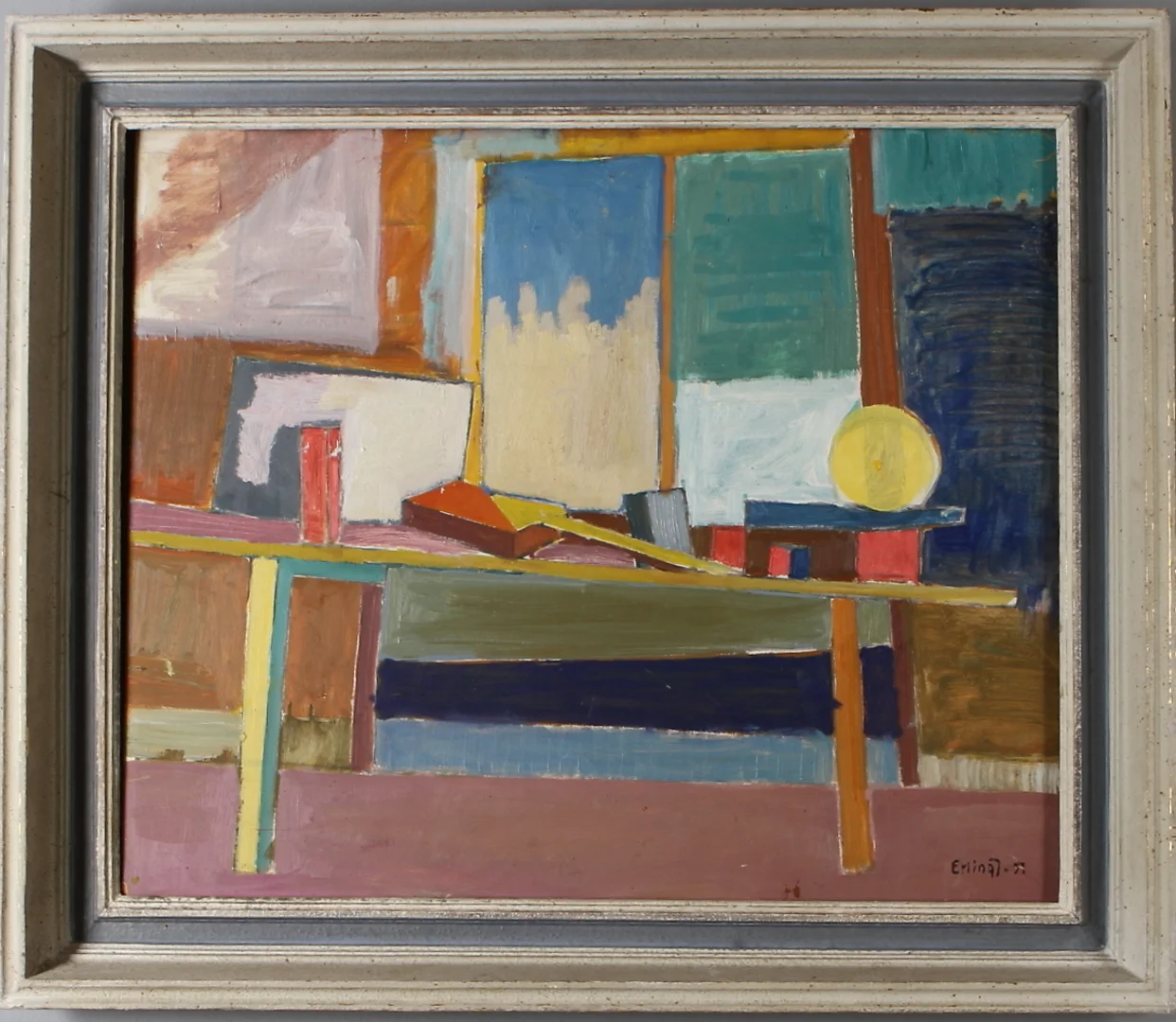 ERLING JOHANSSON. Rumsinteriör, olja på pannå, signerad och daterad -59. — Paintings — Auktionshuset Kolonn