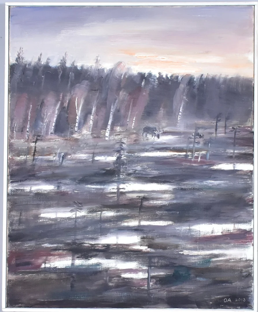 OLLE AGNELL. oljemålning på duk, "Höstkväll vid tjärnen". — Paintings — Halmstads Auktionskammare
