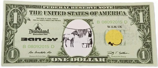 BANKSY. NACH. - "Dismal 1 Dollar Canvas" mit "Washing Zebra"-Motiv, 2015.