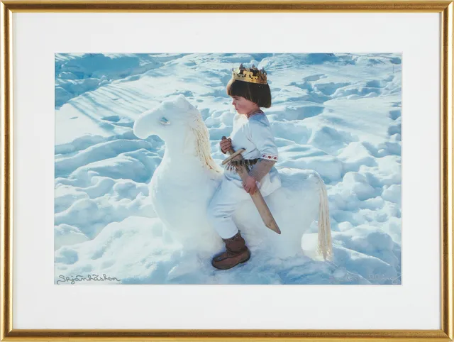 EWA RUDLING. "Stjärnhästen", c-print, signerad Ewa Rudling, orginalet taget 1975, föreställande sonen Archibald i Hälsingland.
