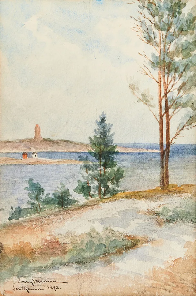 CONNY BURMAN (1831-1912). "Sandhamn", signerad och daterad 1893, akvarell.