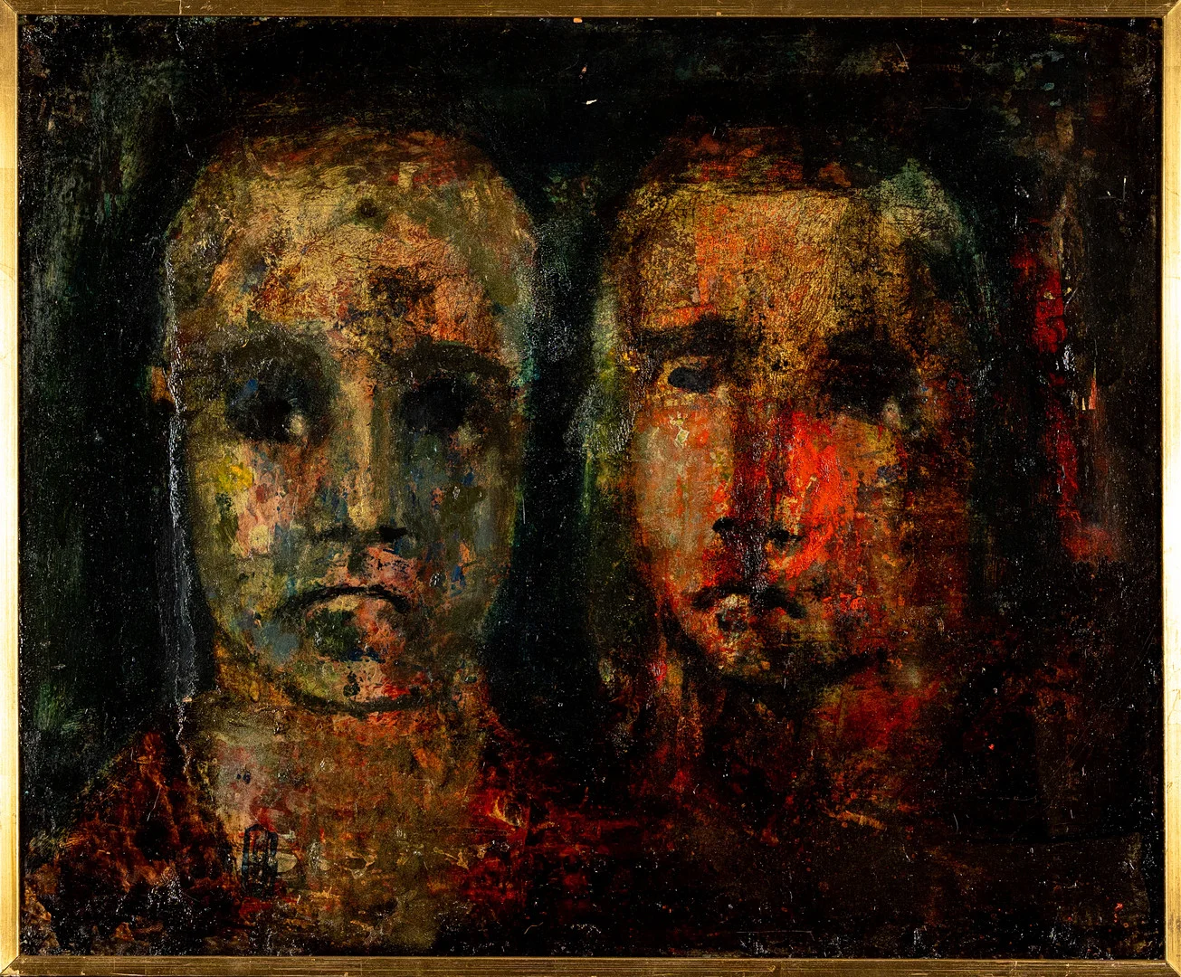 OLLE GUSTAFSSON. Olja på pannå, "Ungdom", Signerad a tergo. — Paintings — Norrlands Auktionsverk
