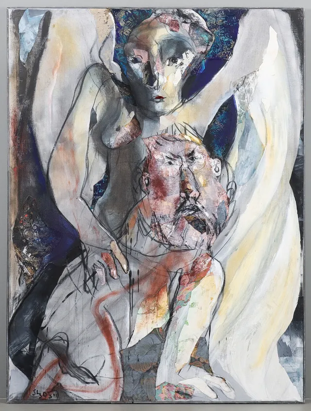 STIG OLSON. Collage, Drömbild, signerad 1992.