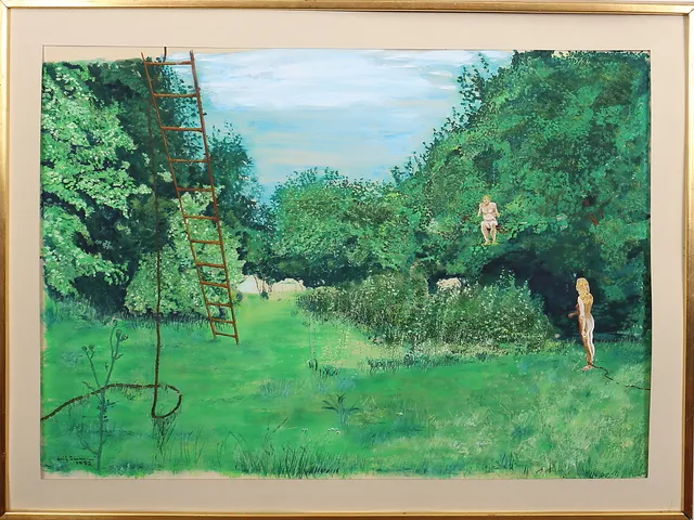 LEIF SVENSSON. Modeller i landskap. Gouache. Signerad och daterad -72.