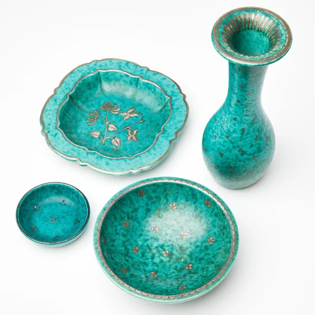WILHELM KÅGE. "Argenta", 4 delar, Gustavsberg, glaserat stengods.