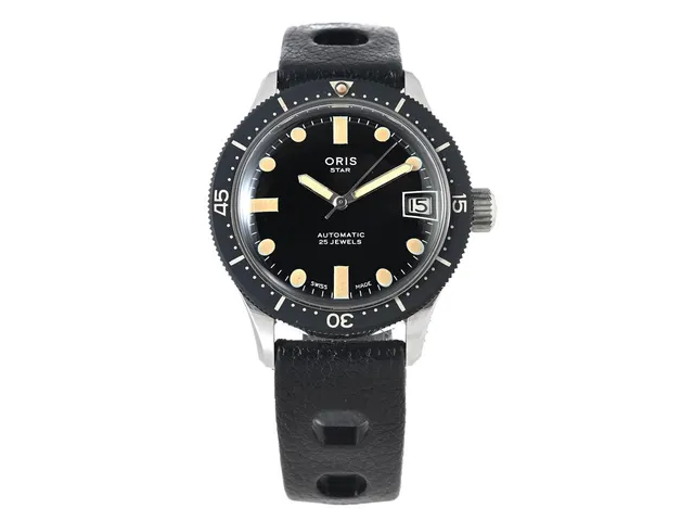 ORIS, Star, "Compressor Case", Cal 645 (KIF), Ref nr. 3453/5, herrur, 36,5 mm, stål, automatisk, plexiglas, datum, gummiband (Tropic Sport), ca 1970, box.