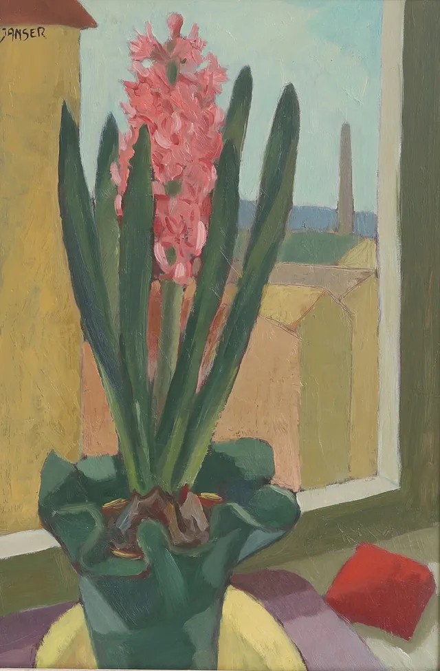 GUNNAR JANSER. Olja på pannå, "Hyacint", signerad, 1945.