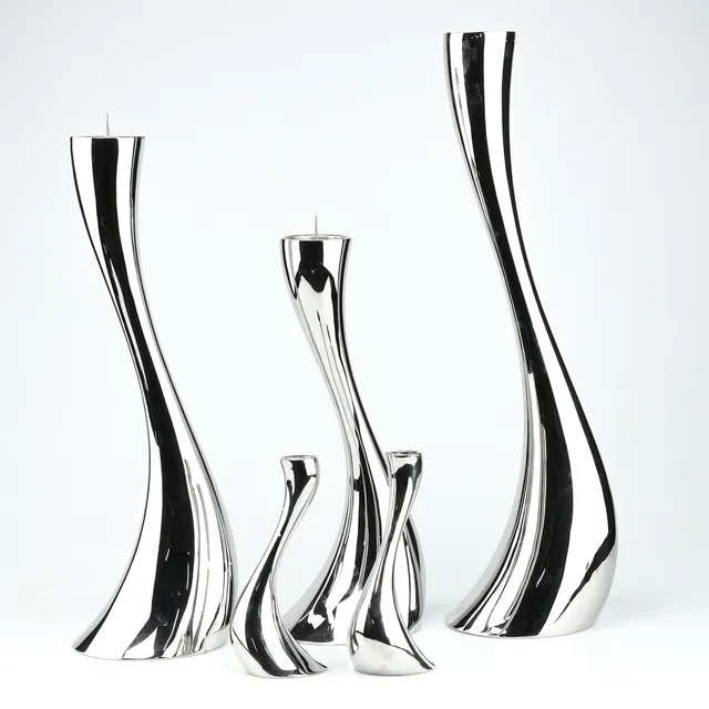 CONSTANTIN WORTMANN. Ljusstakar, 5 stycken, "Cobra", rostfritt stål, Georg Jensen, Danmark, samtida.
