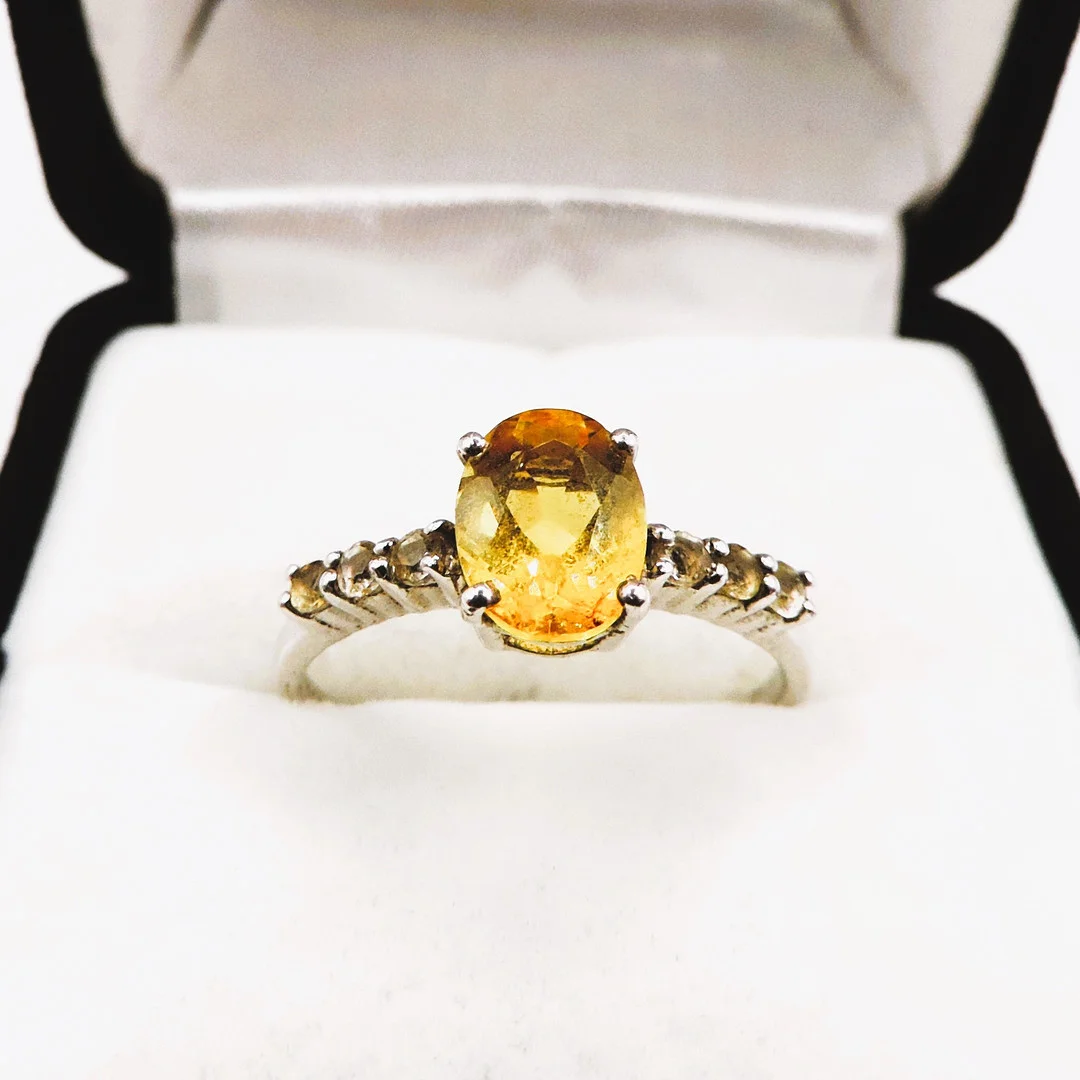 STERLING SILVER CITRINE & DIAMOND RING. — Rings — Chalkwell Auctions