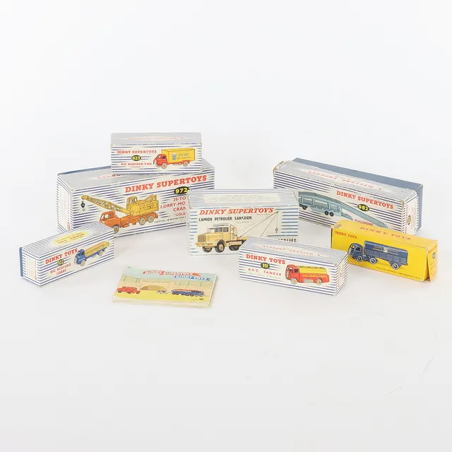 DINKY TOYS/SUPERTOYS, Modellbilar, 6 st, med originalkartonger, Meccano, England & Frankrike, 1950-tal.