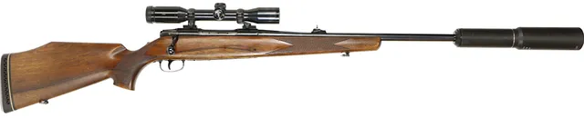 KULGEVÄR MED LJUDDÄMPARE, fabrikat Carl Gustav, modell 3000, kaliber .30-06, tillv.nr C27610, se-nr Begagnad.