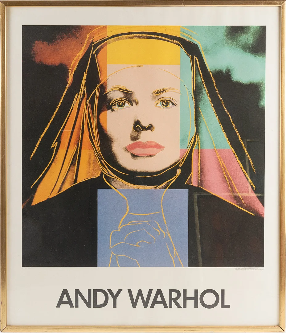 ANDY WARHOL. EFTER. "The Nun", Utställningsaffisch, galleri Börjesson, Malmö 1983. — Engravings & Prints — Stockholms Auktionsverk Helsingborg