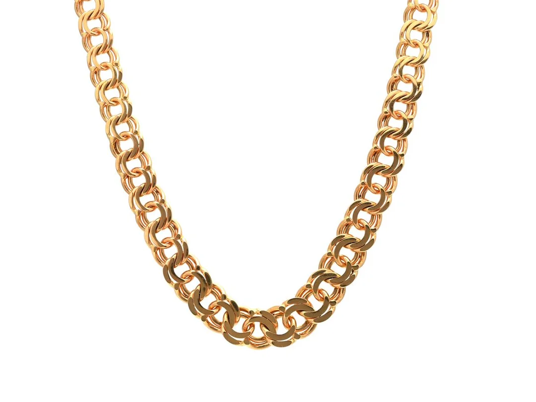 COLLIER, 18K guld, doserad bismarcklänk, längd 42 cm, vikt 40,6 g. — Smycken/Collier — Kaplans