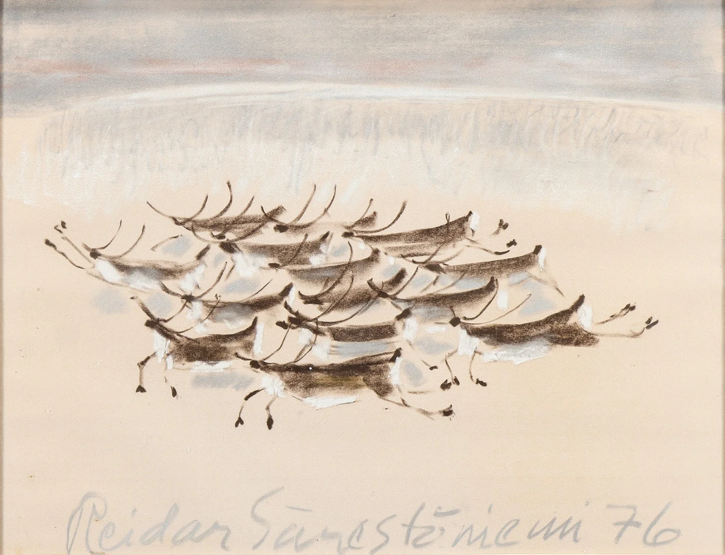 REIDAR SÄRESTÖNIEMI. Renar på fjället. — Paintings — Karlstad Hammarö Auktionsverk