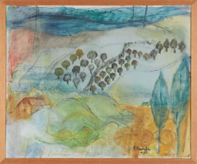EBBA RAMÉN (1910-1957). "Hallandsåsen", olja på duk, signerad och otydligt daterad.