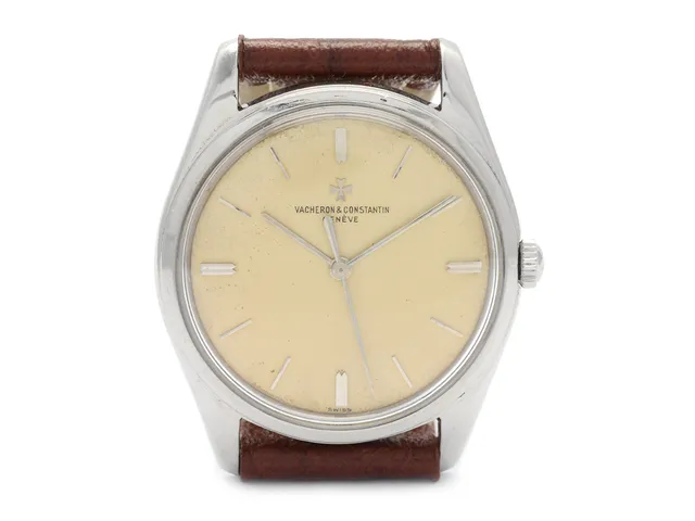VACHERON & CONSTANTIN, Genève, herrur, 33 mm, Cal 1002, Serie nr. 534580, Boett nr. 368425, stål, manuell, plexiglas, skadad urtavla (6/10), läderband, ca 1959.