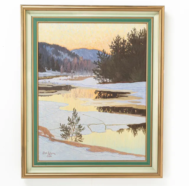 ERNST LINDGREN. Olja på duk, landskap, signerad 1926.