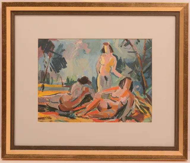 WOLFGANG VOLLHARD. Olja på pannå. Kvinnorna vid stranden.
