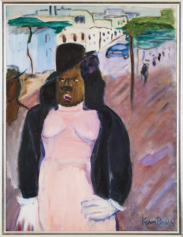 KARIN PARROW. Kvinna i stadslandskap.