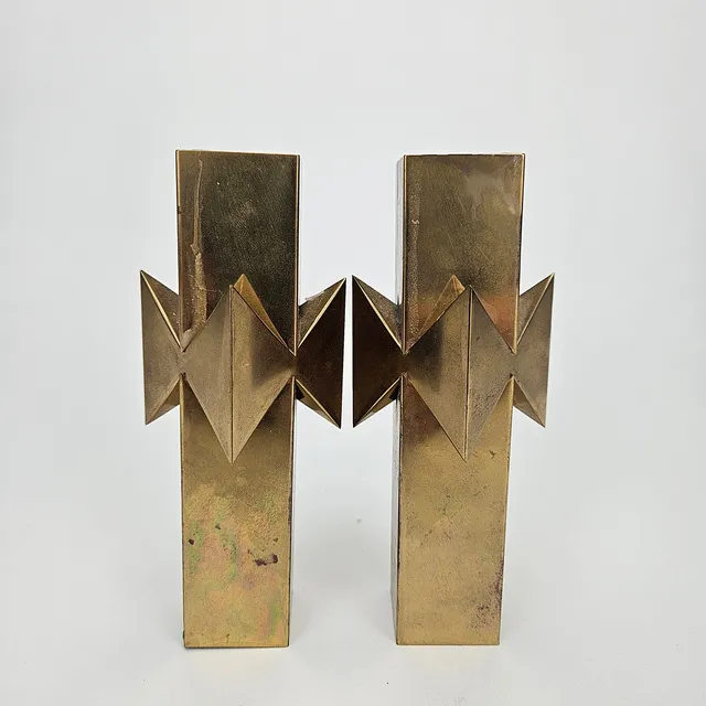 PIERRE FORSSELL. Ljusstakar, ett par, mässing, "Rosett", Skultuna, formgiven 1969.