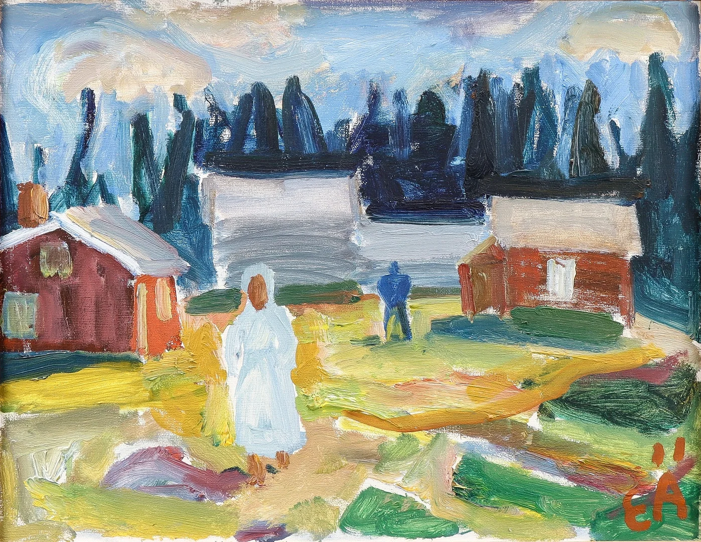 ERLING ÄRLINGSSON. Gårdslandskap. — Paintings — Karlstad Hammarö Auktionsverk