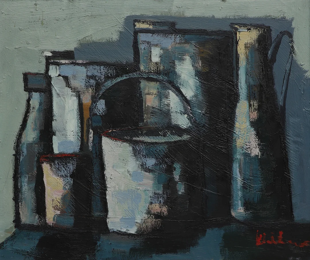 OIDENTIFIERAD KONSTNÄR. Olja på duk, stilleben, signerad. — Paintings — Ekenbergs Auktioner