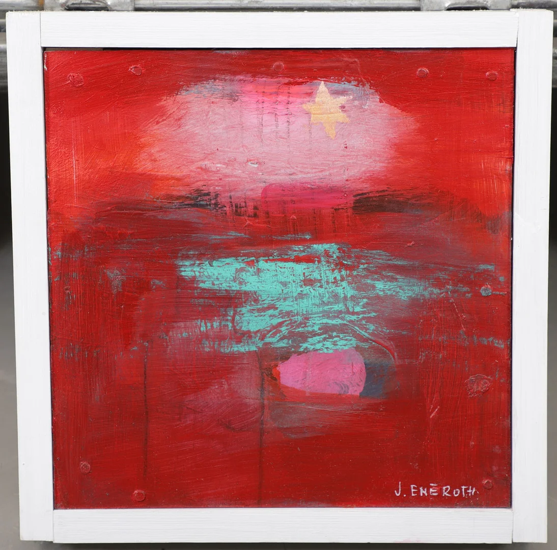 JENNY ENEROTH. Drömlandskap. Olja på pannå, signerad. — Paintings — Växjö Auktionskammare