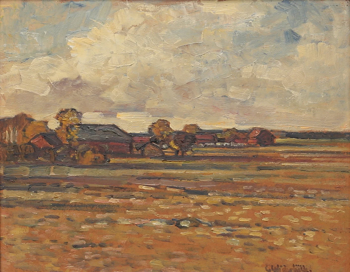 GUSTEN WIDERBÄCK. Motiv från Uppsalatrakten. Olja på pannå, signerad. — Paintings — Auktionshuset Thelin & Johansson