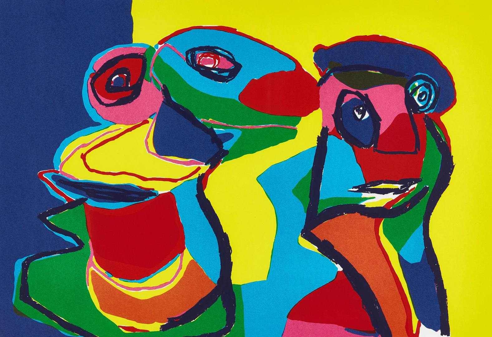 KAREL APPEL (NEDERLÄNDERNA, 1921–2006). Figurkomposition, signerad, numrerad 70/100, färglitografi. — Engravings & Prints — Crafoord Auktioner Stockholm
