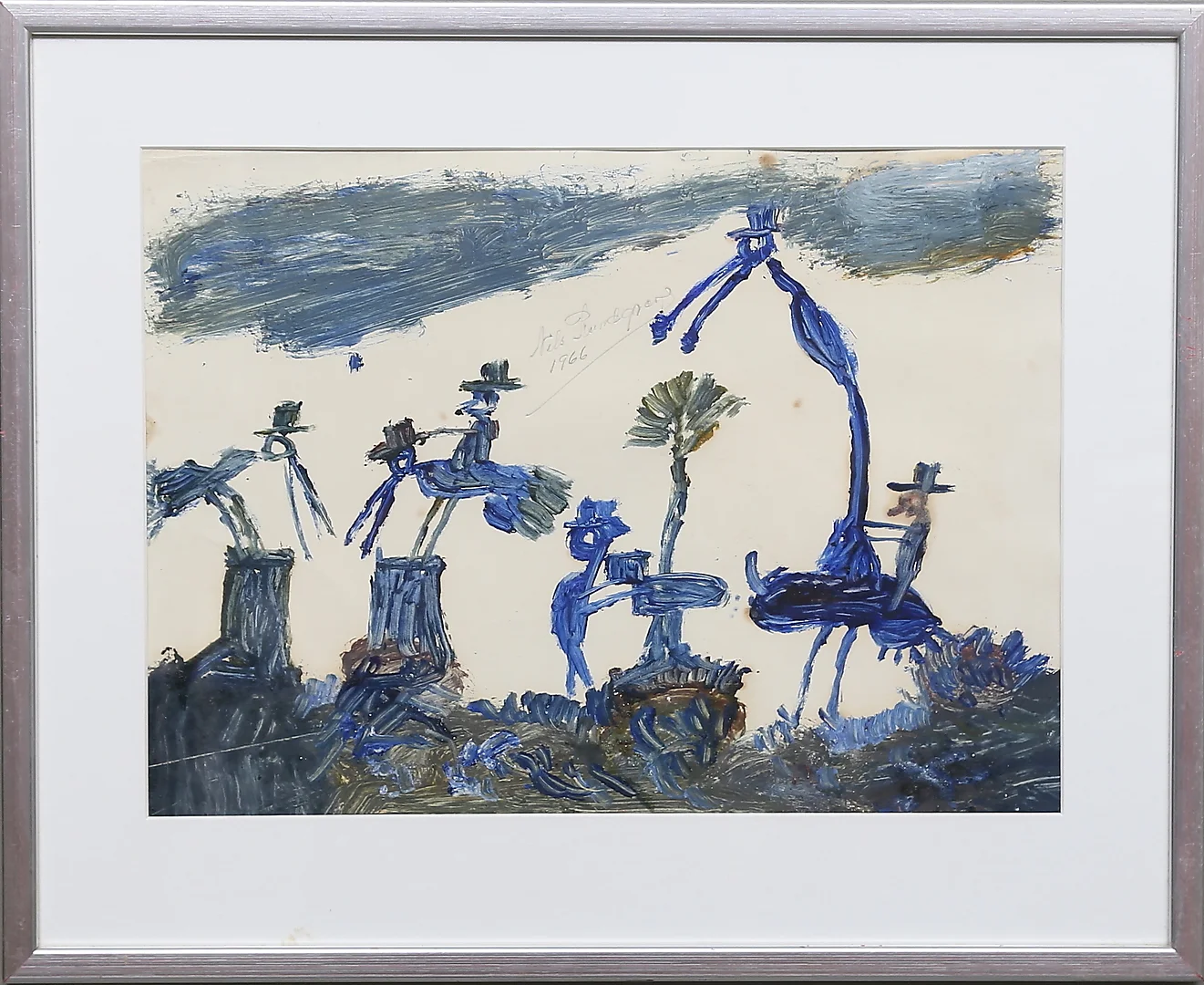 NILS RUNDGREN (BJÖRNJÄGAREN). Blandteknik, signerad och daterad 1966. — Paintings — Gomér & Andersson Linköping