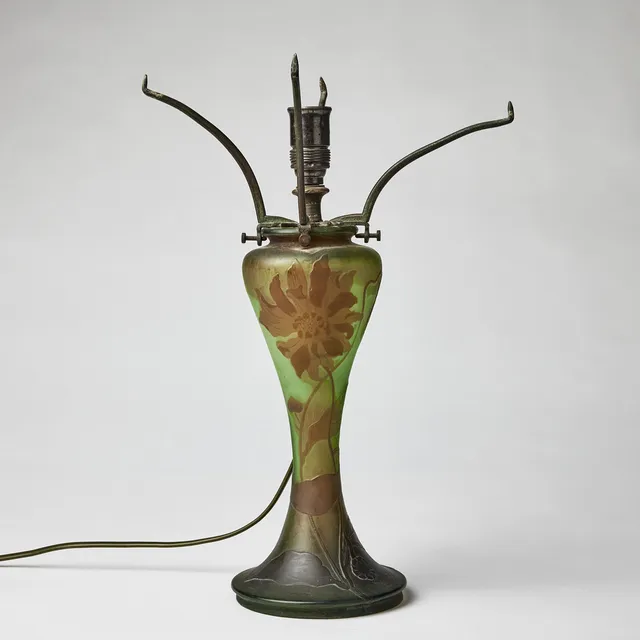 EMILE GALLÉ. Lampfot, glas, Nancy, Frankrike 1900-talets början, art noveau.