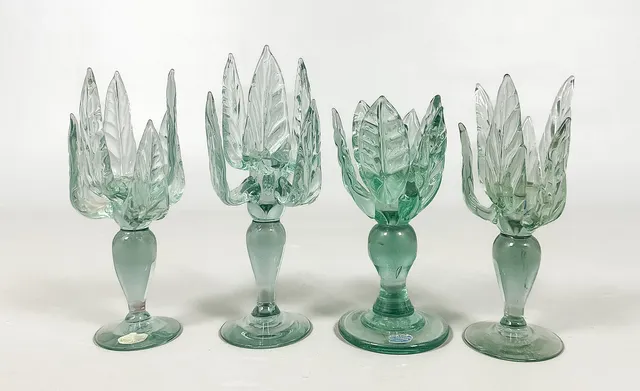 TURE BERGLUND. LJUSSTAKAR, 4 st, glas, Stockholms Glasbruk.
