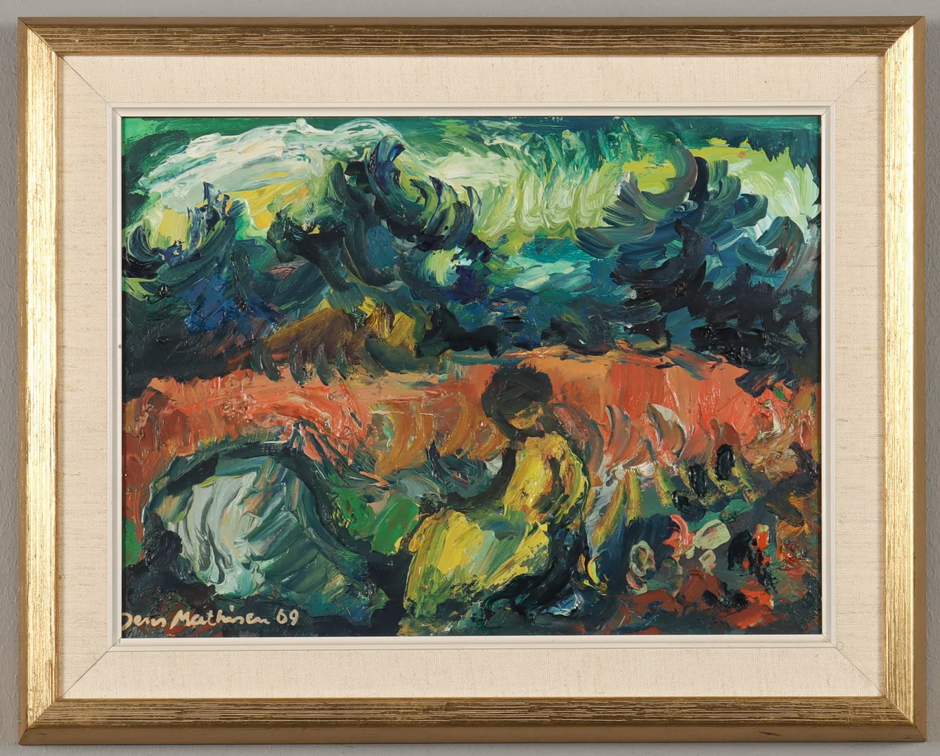 JENS MATHISEN. Olja på pannå, signerad -69. — Paintings — Karlstad Hammarö Auktionsverk