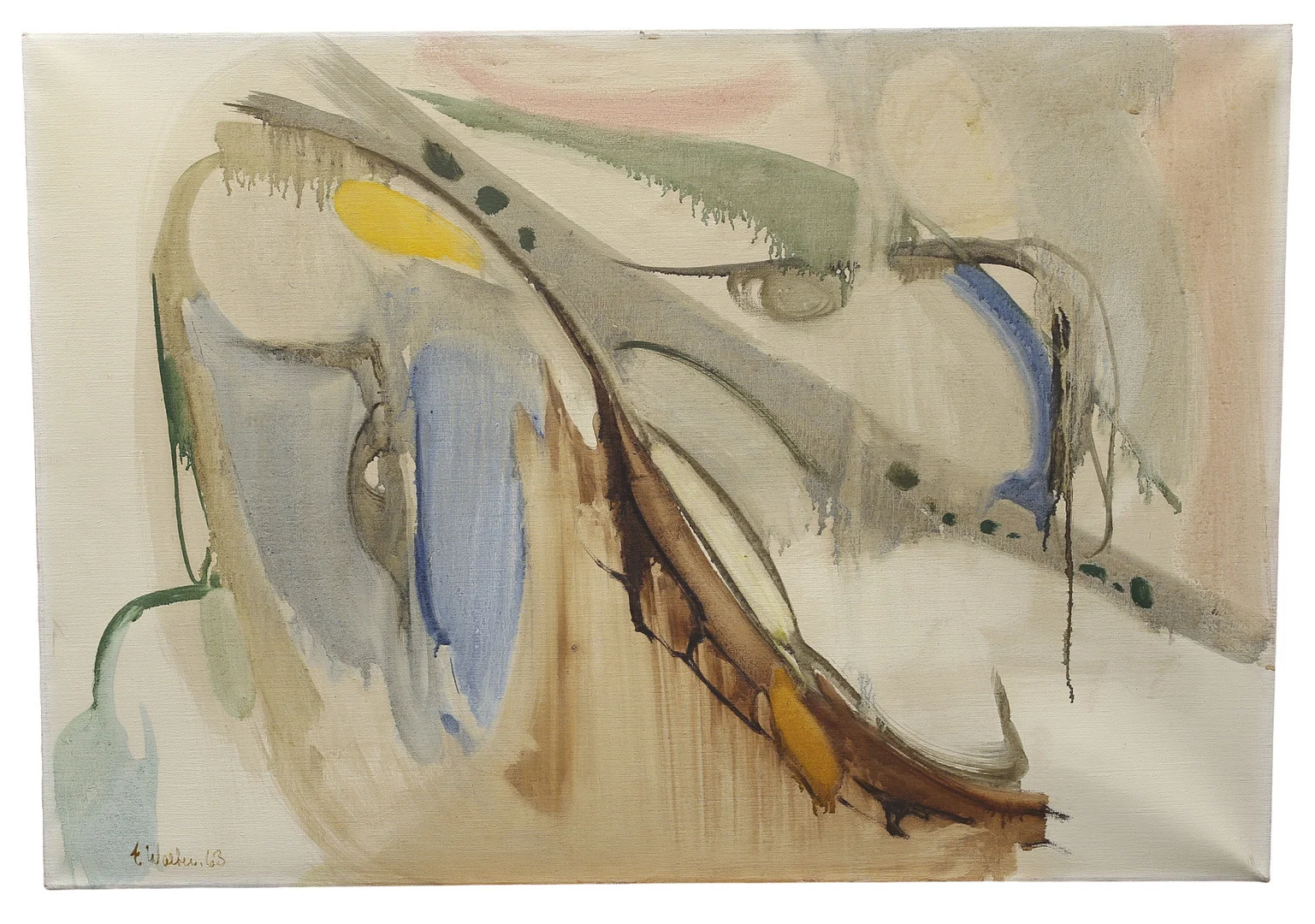 ERIK WALTER PERSSON. olja på duk, nonfigurativ, signerad E. Walter, daterad 1963. — Paintings — Limhamns Auktionsbyrå