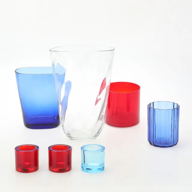 VASER / LJUSLYKTOR, 7 delar, bl.a Reijmyre glasbruk , Iittala.