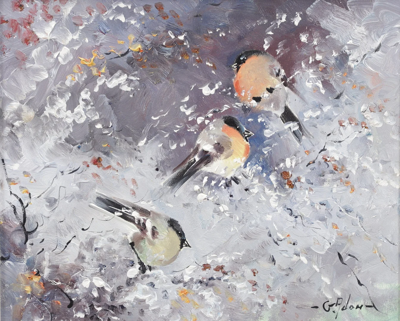 GUSTAV ADON. "Domherre", olja på duk, signerad. — Paintings — Växjö Auktionskammare
